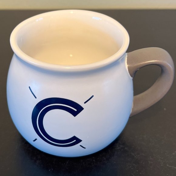 THRESHOLD Monogram Initial Letter "C ” White Matte Finish Stoneware Mug - Picture 3 of 7